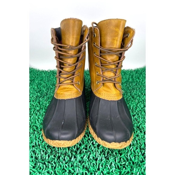 Tommy Hilfiger‎ Duck Boots Waterproof Lace Up Tan Black Women's Size 6 - Picture 1 of 6